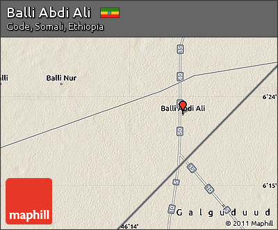 Shaded Relief Map of Balli Abdi Ali