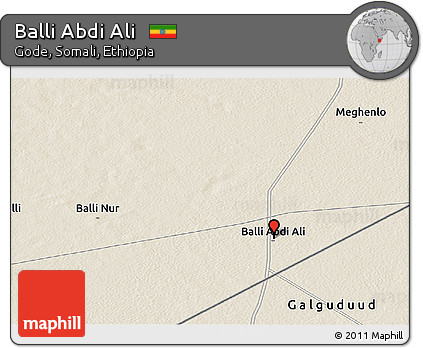 Shaded Relief Panoramic Map of Balli Abdi Ali
