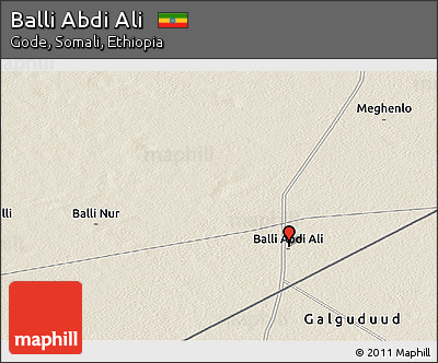 Shaded Relief Panoramic Map of Balli Abdi Ali