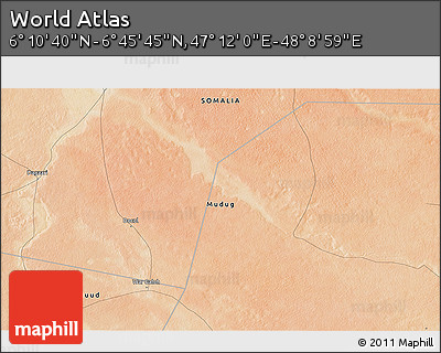 Satellite 3D Map of the Area around 6° 28' 13" N, 47° 40' 29" E