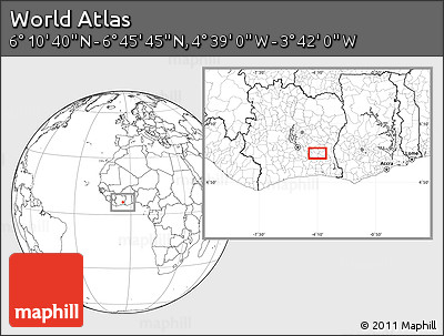 Blank Location Map of the Area around 6° 28' 13" N, 4° 10' 30" W