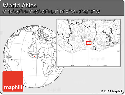 Blank Location Map of the Area around 6° 28' 13" N, 4° 10' 30" W