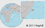 Gray Location Map of the area around 6° 28' 13" N, 50° 13' 30" E
