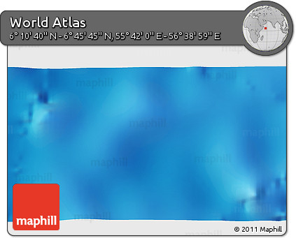 Physical 3D Map of the Area around 6° 28' 13" N, 56° 10' 29" E