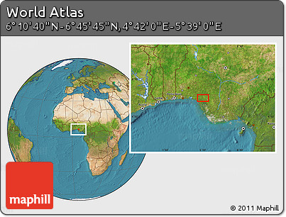 Satellite Location Map of the Area around 6° 28' 13" N, 5° 10' 30" E