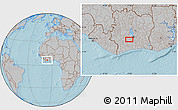 Gray Location Map of Ouergayo, hill shading