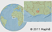 Savanna Style Location Map of Ouergayo, hill shading