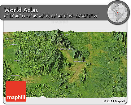 Satellite 3D Map of the Area around 6° 28' 13" N, 66° 13' 29" W