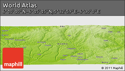Physical Panoramic Map of the Area around 6° 28' 13" N, 6° 1' 30" E