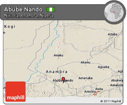Shaded Relief Panoramic Map of Abube Nando