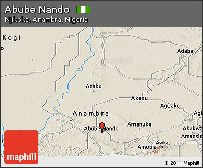 Shaded Relief Panoramic Map of Abube Nando