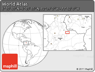 Blank Location Map of the Area around 6° 28' 13" N, 72° 10' 30" W