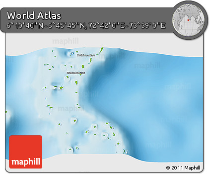 Physical 3D Map of the Area around 6° 28' 13" N, 73° 10' 30" E