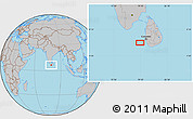 Gray Location Map of the area around 6° 28' 13" N, 79° 7' 30" E