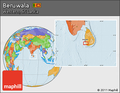 Political Location Map of Beruwala
