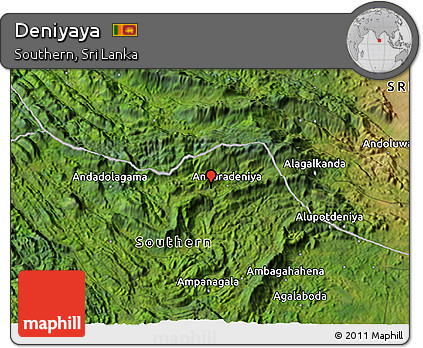 Satellite 3D Map of Deniyaya