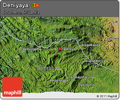 Satellite 3D Map of Deniyaya