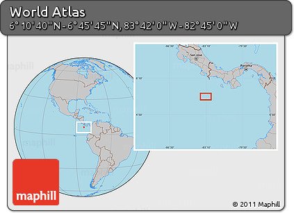 Gray Location Map of the Area around 6° 28' 13" N, 83° 13' 29" W