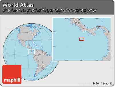 Gray Location Map of the Area around 6° 28' 13" N, 83° 13' 29" W