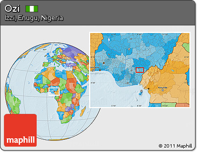 Political Location Map of Ozi