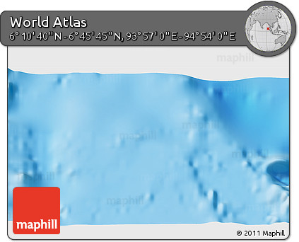 Shaded Relief 3D Map of the Area around 6° 28' 13" N, 94° 25' 30" E