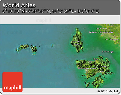 Satellite 3D Map of the Area around 6° 28' 13" N, 99° 31' 30" E