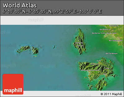 Satellite 3D Map of the Area around 6° 28' 13" N, 99° 31' 30" E