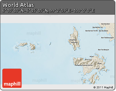 Shaded Relief 3D Map of the Area around 6° 28' 13" N, 99° 31' 30" E