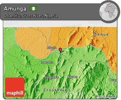 Political 3D Map of Amunga