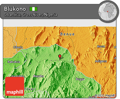 Political 3D Map of Blukono