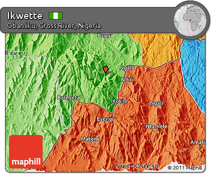 Political 3D Map of Ikwette