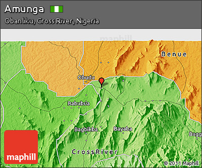 Political 3D Map of Amunga