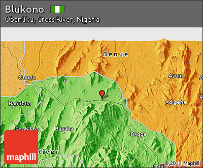 Political 3D Map of Blukono