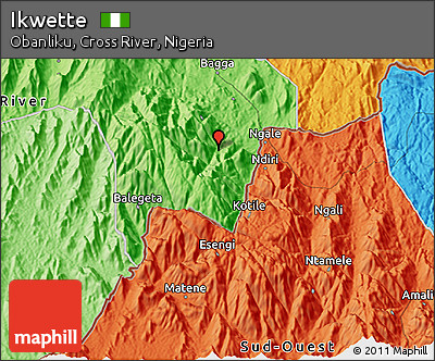 Political 3D Map of Ikwette