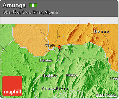 Political 3D Map of Amunga