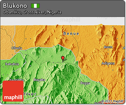Political 3D Map of Blukono