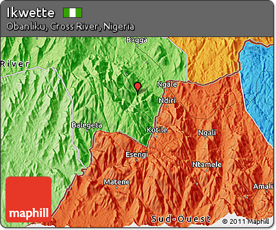 Political 3D Map of Ikwette