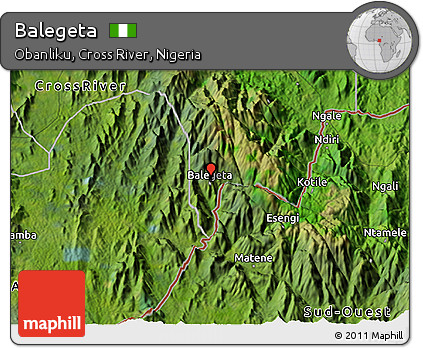 Satellite 3D Map of Balegeta