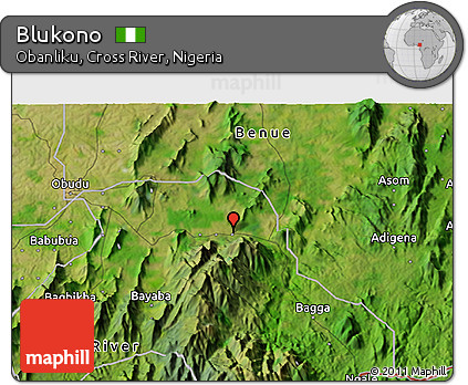 Satellite 3D Map of Blukono