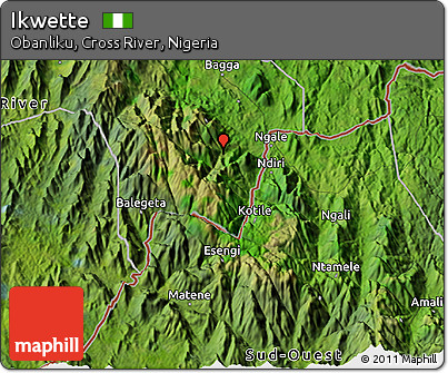 Satellite 3D Map of Ikwette