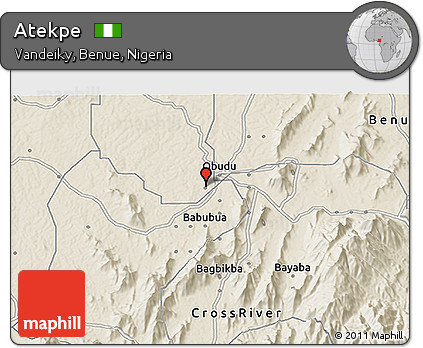 Shaded Relief 3D Map of Atekpe