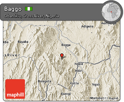 Shaded Relief 3D Map of Baggo