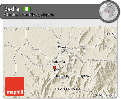 Shaded Relief 3D Map of Bedia