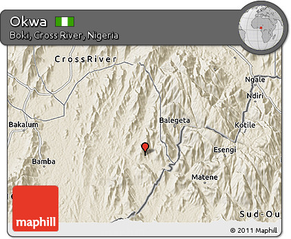 Shaded Relief 3D Map of Okwa