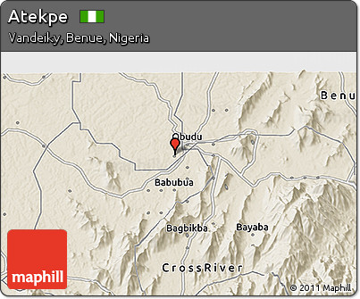 Shaded Relief 3D Map of Atekpe