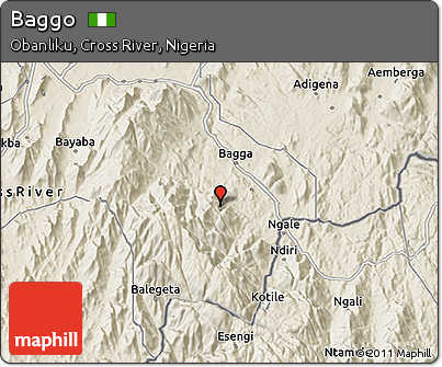 Shaded Relief 3D Map of Baggo