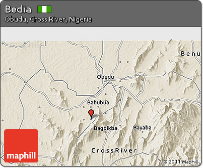 Shaded Relief 3D Map of Bedia