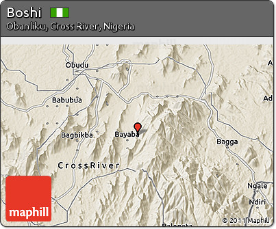 Shaded Relief 3D Map of Boshi