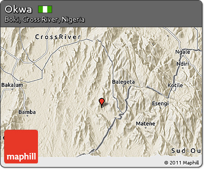 Shaded Relief 3D Map of Okwa