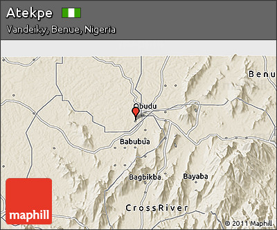 Shaded Relief 3D Map of Atekpe